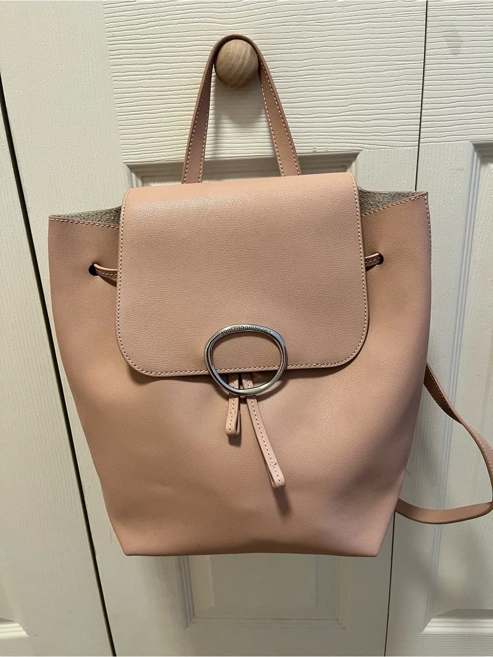 Adolfo Dominguez Dusty Pink Genuine Leather Backpack